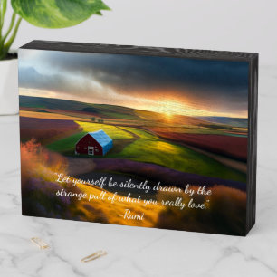 What You Love Rumi Quote Pastoral Scene Wooden Box Sign