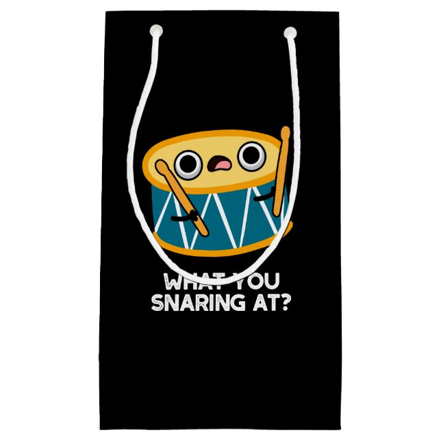 What You Snaring At Funny Drummer Drum Pun Dark BG Small Gift Bag (Front)
