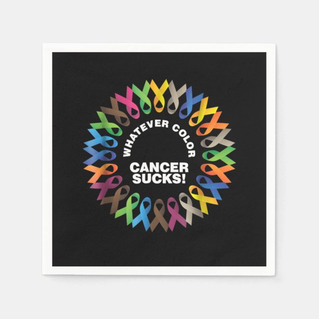 Whatever Color Cancer Sucks Fight Cancer Ribbons S Napkins (Front)