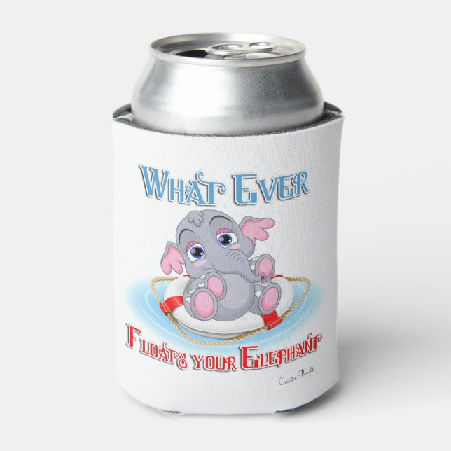 Whatever Floats Your Baby Elephant Can Cooler (Can Front)