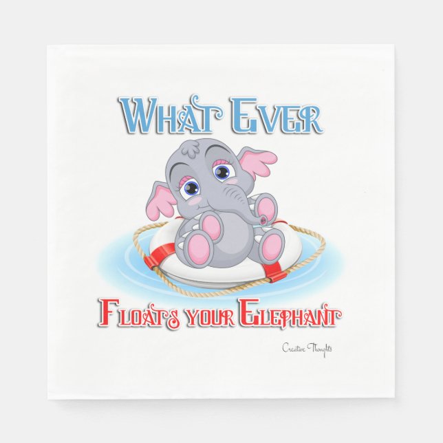 Whatever Floats Your Baby Elephant Paper Napkins (Front)