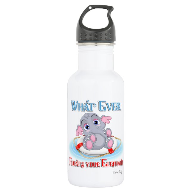 Whatever Floats Your Baby Elephant Stainless Steel Water Bottle (Front)
