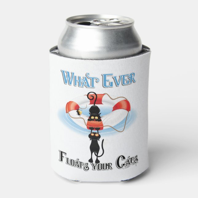 WhatEver Floats your Cats 2 Can Cooler (Can Front)