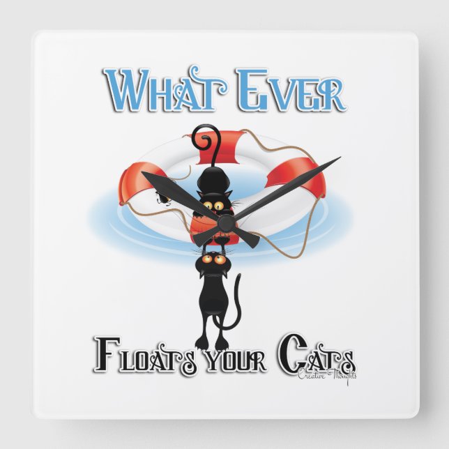WhatEver Floats your Cats 2 Square Wall Clock (Front)