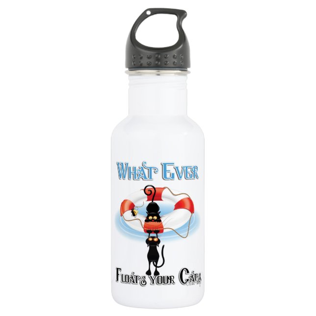 WhatEver Floats your Cats 2 Stainless Steel Water Bottle (Front)