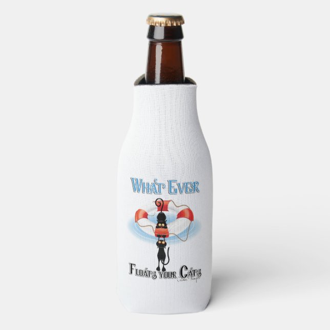 WhatEver Floats your Cats Bottle Cooler (Bottle Front)