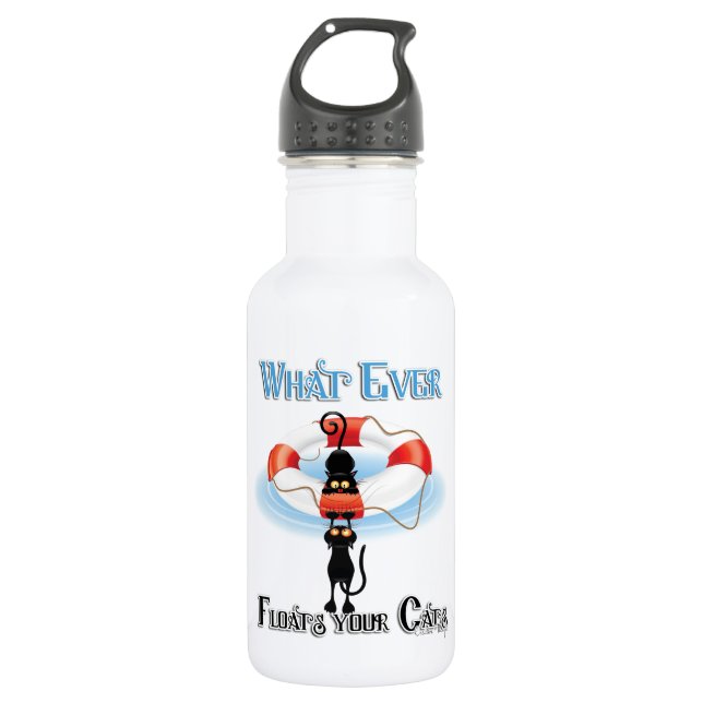 WhatEver Floats your Cats Stainless Steel Water Bottle (Front)