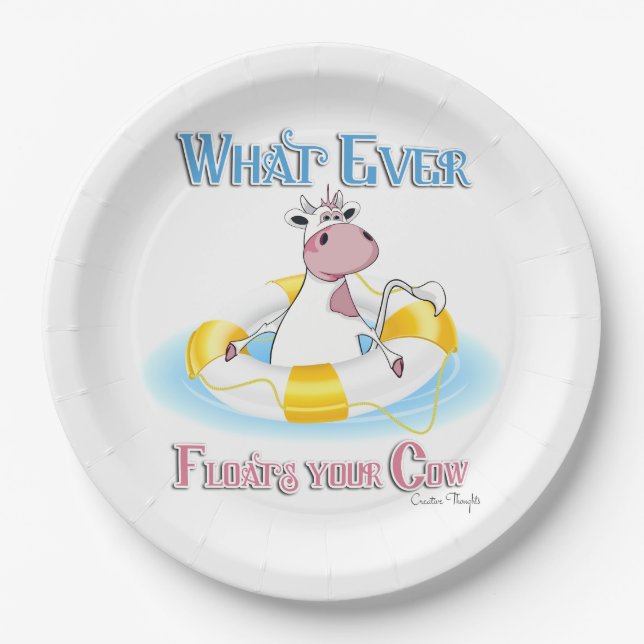 Whatever Floats Your Cow 2 Paper Plates (Front)