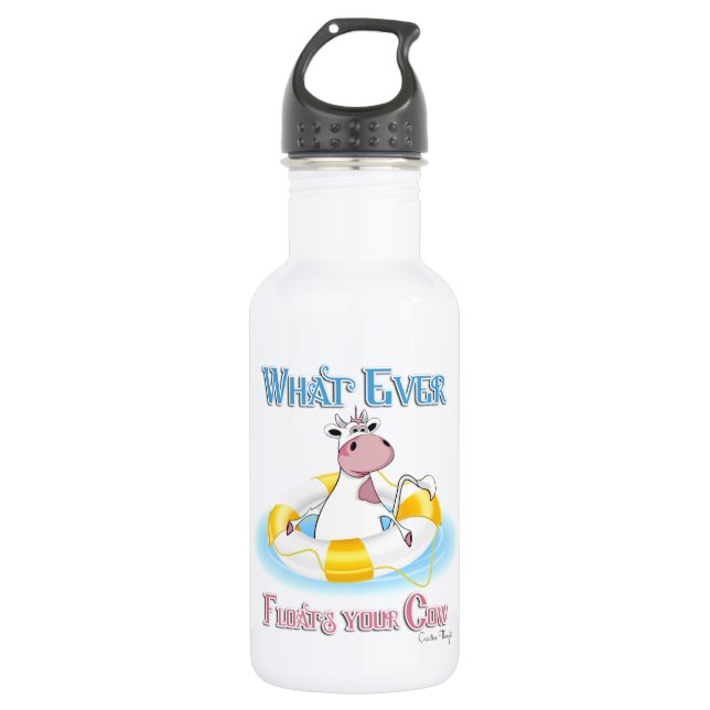 Whatever Floats Your Cow 2 Stainless Steel Water Bottle (Front)