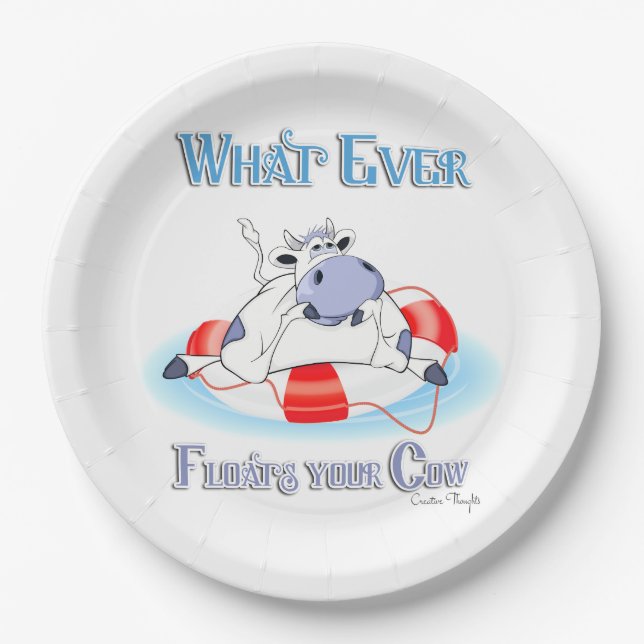Whatever Floats Your Cow 3 Paper Plates (Front)
