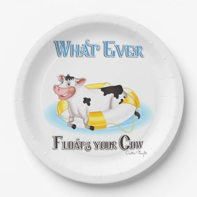 Whatever Floats Your Cow Paper Plates (Front)