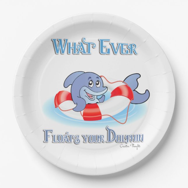 Whatever Floats Your Dolphin Paper Plates (Front)
