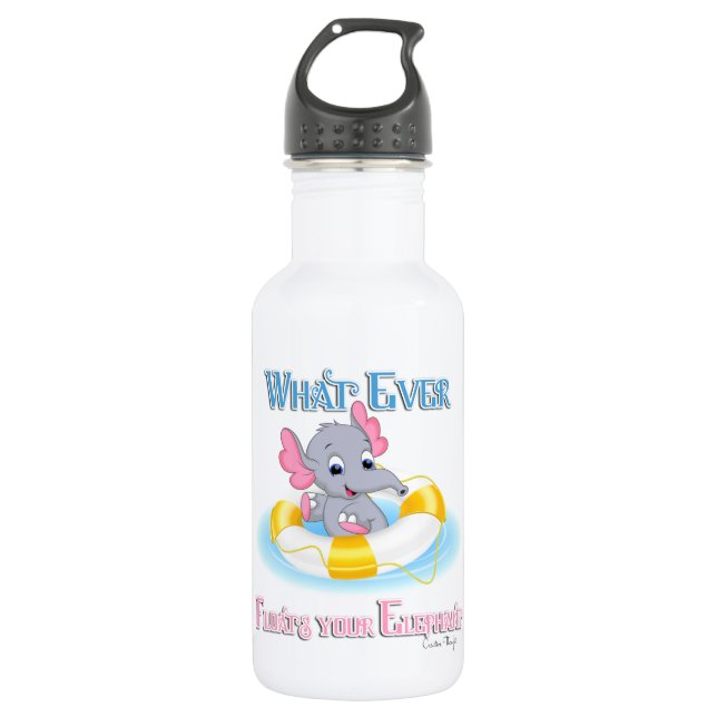 Whatever Floats Your Elephant 3 Stainless Steel Water Bottle (Front)