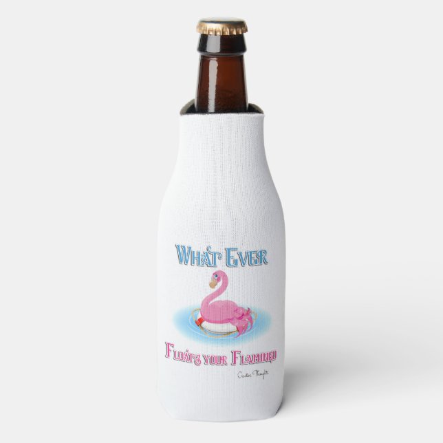 Whatever Floats Your Flamingo 2 Bottle Cooler (Bottle Front)