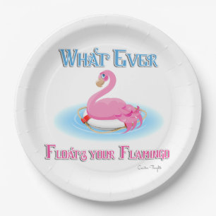 Whatever Floats Your Flamingo 2 Paper Plates
