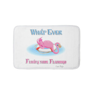 Whatever Floats Your Flamingo 3 Bathroom Mat