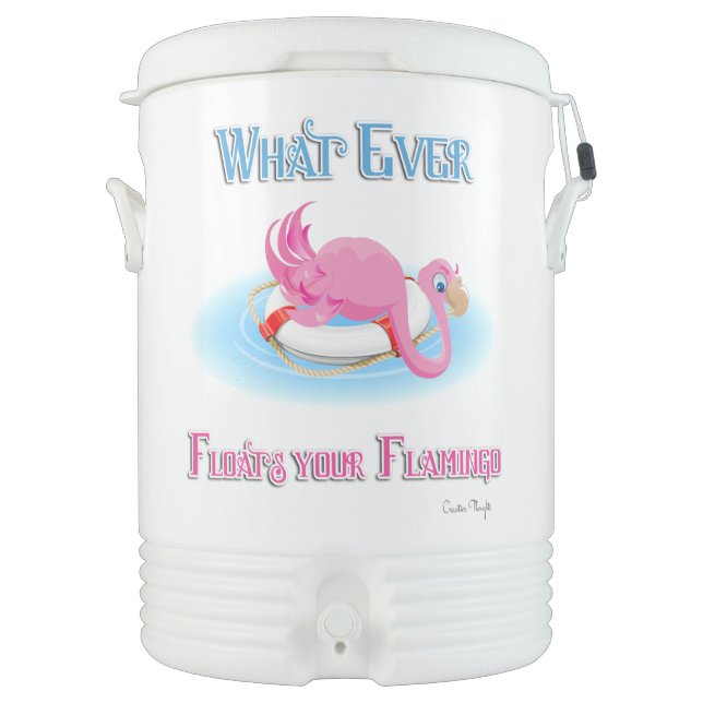 Whatever Floats Your Flamingo 3 Cooler (Front)