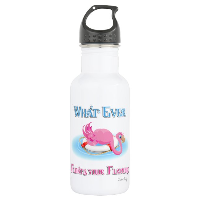 Whatever Floats Your Flamingo 3 Water Bottle (Front)