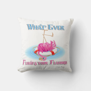 Whatever Floats Your Flamingo Throw Pillow