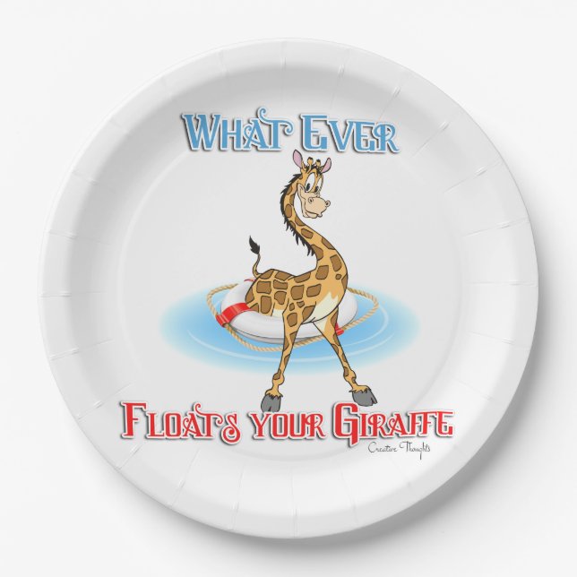 Whatever Floats Your Giraffe Paper Plates (Front)