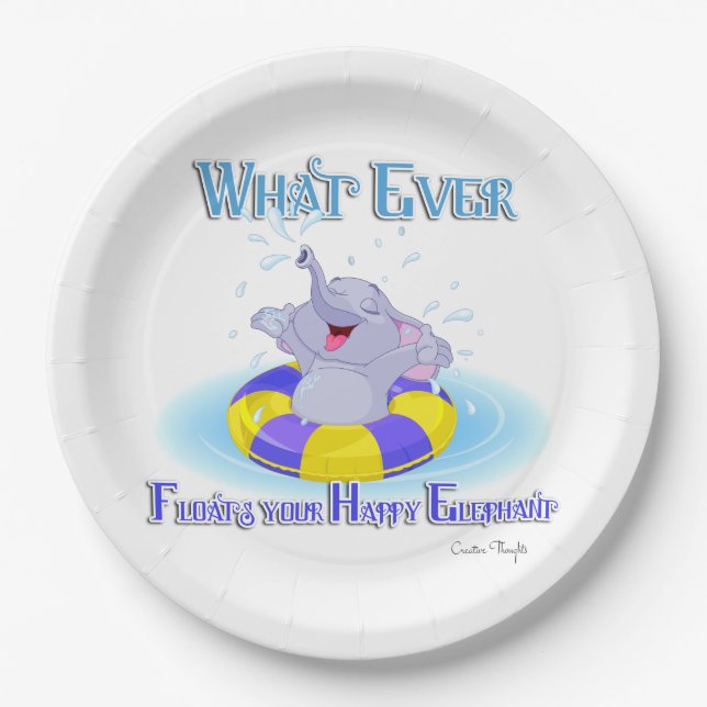 Whatever Floats Your Happy Elephant Paper Plates (Front)