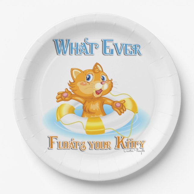 Whatever Floats Your Kitty Paper Plates (Front)