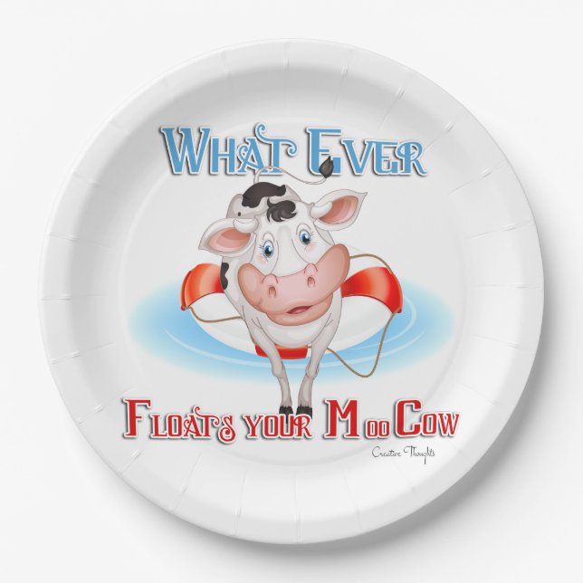 Whatever Floats Your Moo Cow Paper Plates (Front)