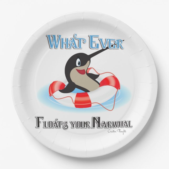 Whatever Floats your Narwhal Meme Paper Plates (Front)