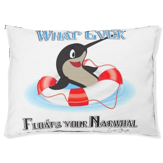 Whatever Floats your Narwhal Meme Pet Bed (Front)