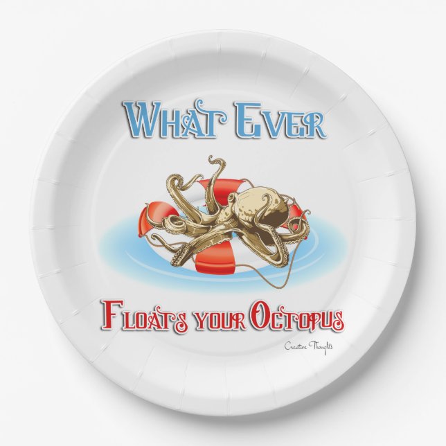 Whatever Floats Your Octopus Paper Plates (Front)