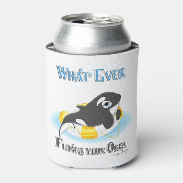 Whatever Floats Your Orca Whale Can Cooler (Can Front)