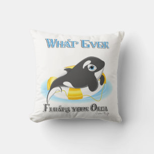 Whatever Floats Your Orca Whale Throw Pillow