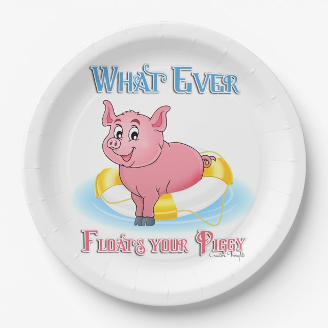 Whatever Floats Your Piggy Paper Plates (Front)