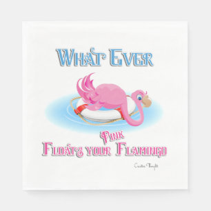Whatever Floats Your Pink Flamingo Napkins