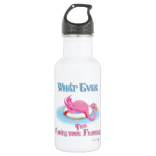 Whatever Floats Your Pink Flamingo Stainless Steel Water Bottle