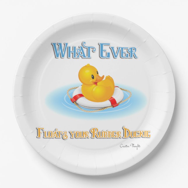 Whatever Floats Your Rubber Duckie Paper Plates (Front)
