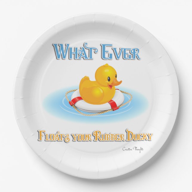 Whatever Floats Your Rubber Ducky Paper Plates (Front)