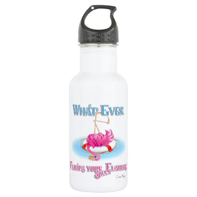 Whatever Floats Your Silly Flamingo Water Bottle (Front)