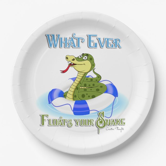 Whatever Floats your Snake Paper Plates (Front)
