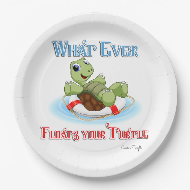 Whatever Floats Your Turtle Paper Plates (Front)
