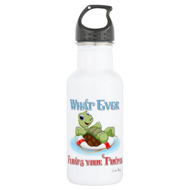 Whatever Floats Your Turtle Stainless Steel Water Bottle (Front)
