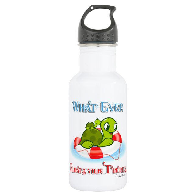 Whatever Floats Your Turtles 2 Stainless Steel Water Bottle (Front)