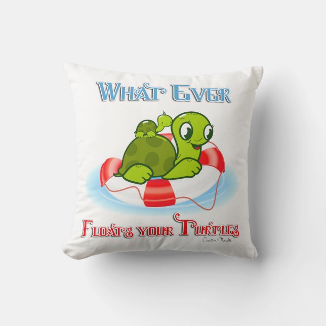 Whatever Floats Your Turtles 2 Throw Pillow (Front)