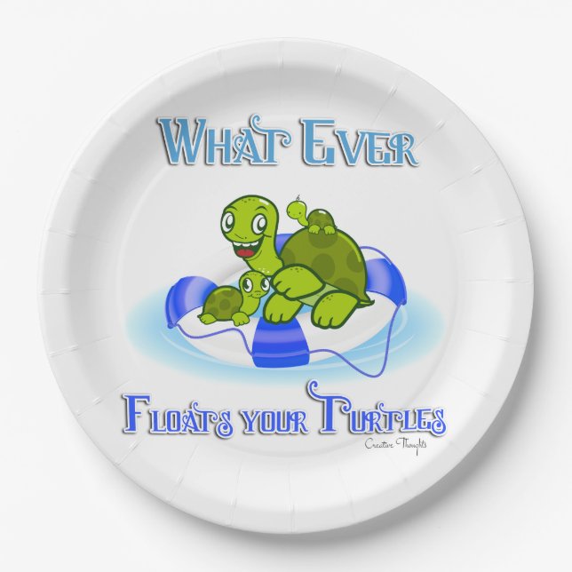 Whatever Floats Your Turtles 3 Paper Plates (Front)