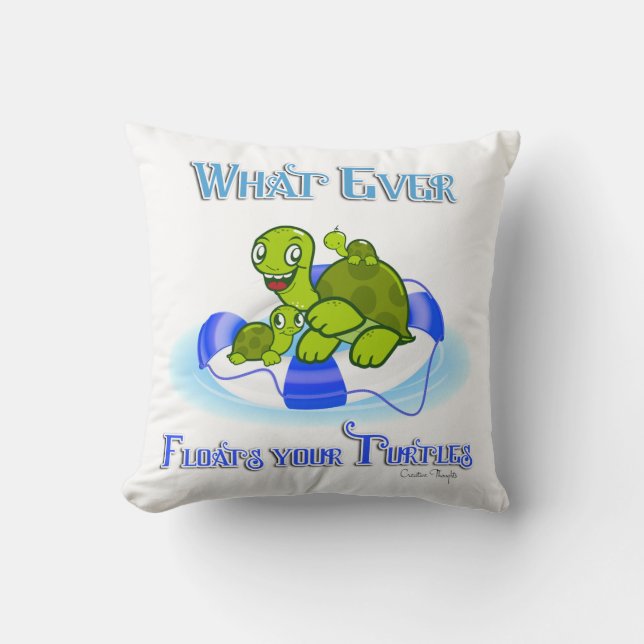 Whatever Floats Your Turtles 3 Throw Pillow (Front)