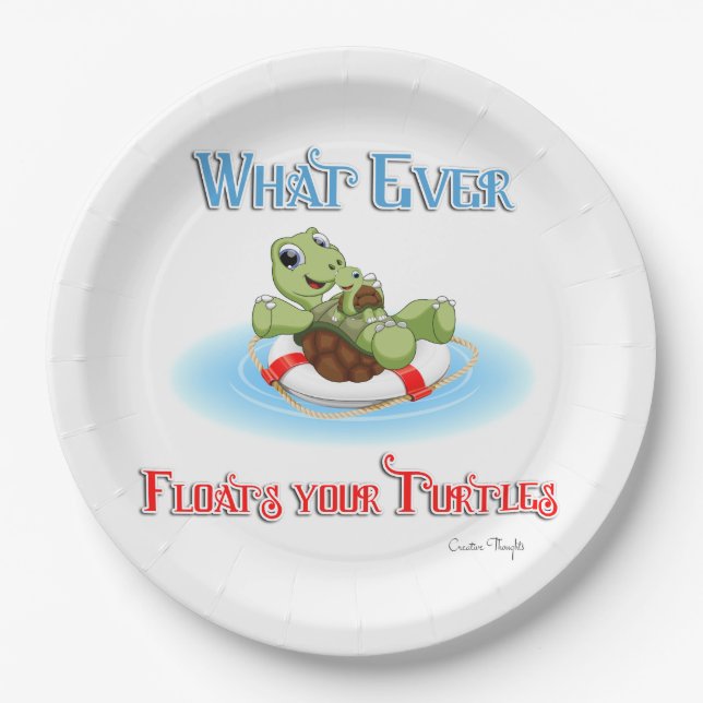 Whatever Floats Your Turtles Paper Plates (Front)