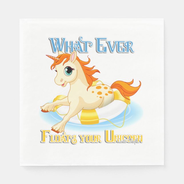 Whatever Floats Your Unicorn Paper Napkins (Front)