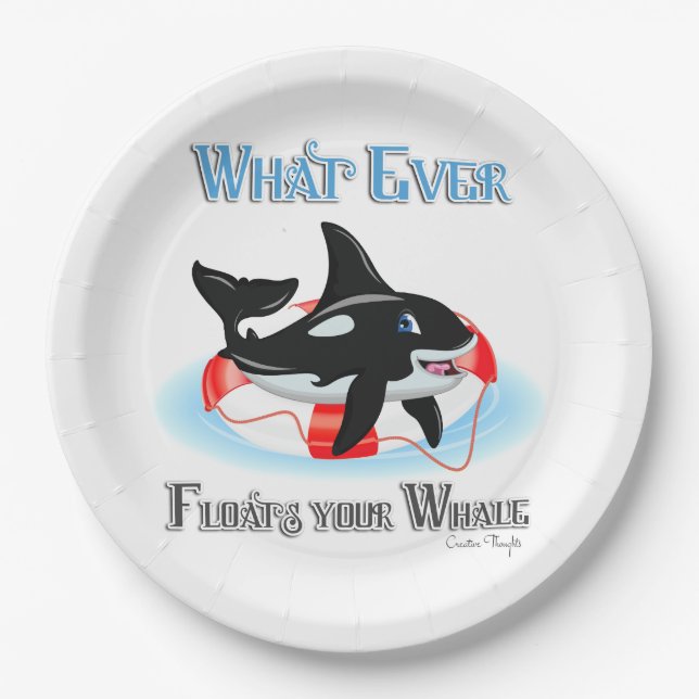 Whatever Floats Your Whale 2 Paper Plates (Front)