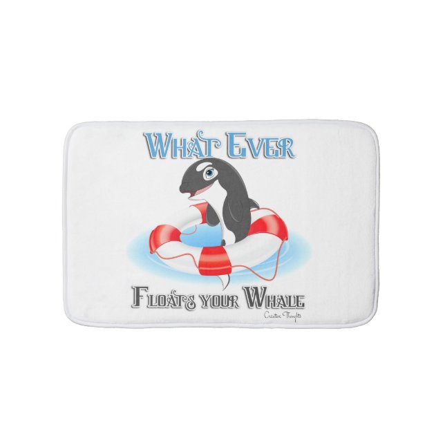 Whatever Floats Your Whale Bathroom Mat (Front)