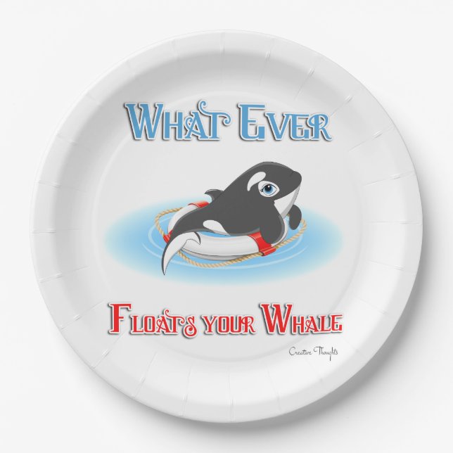 Whatever Floats Your Whale Paper Plates (Front)